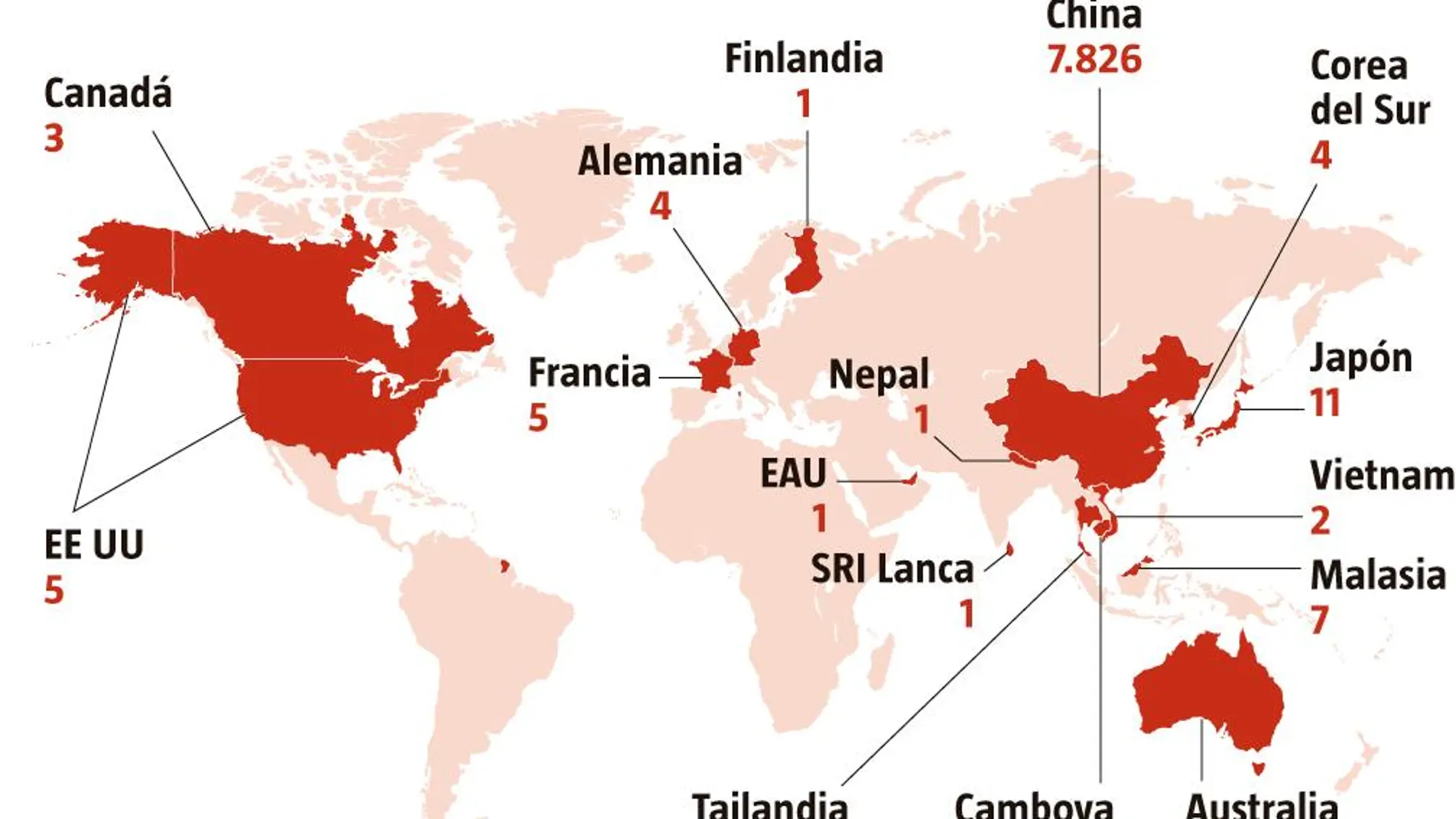 Países con personas infectadas