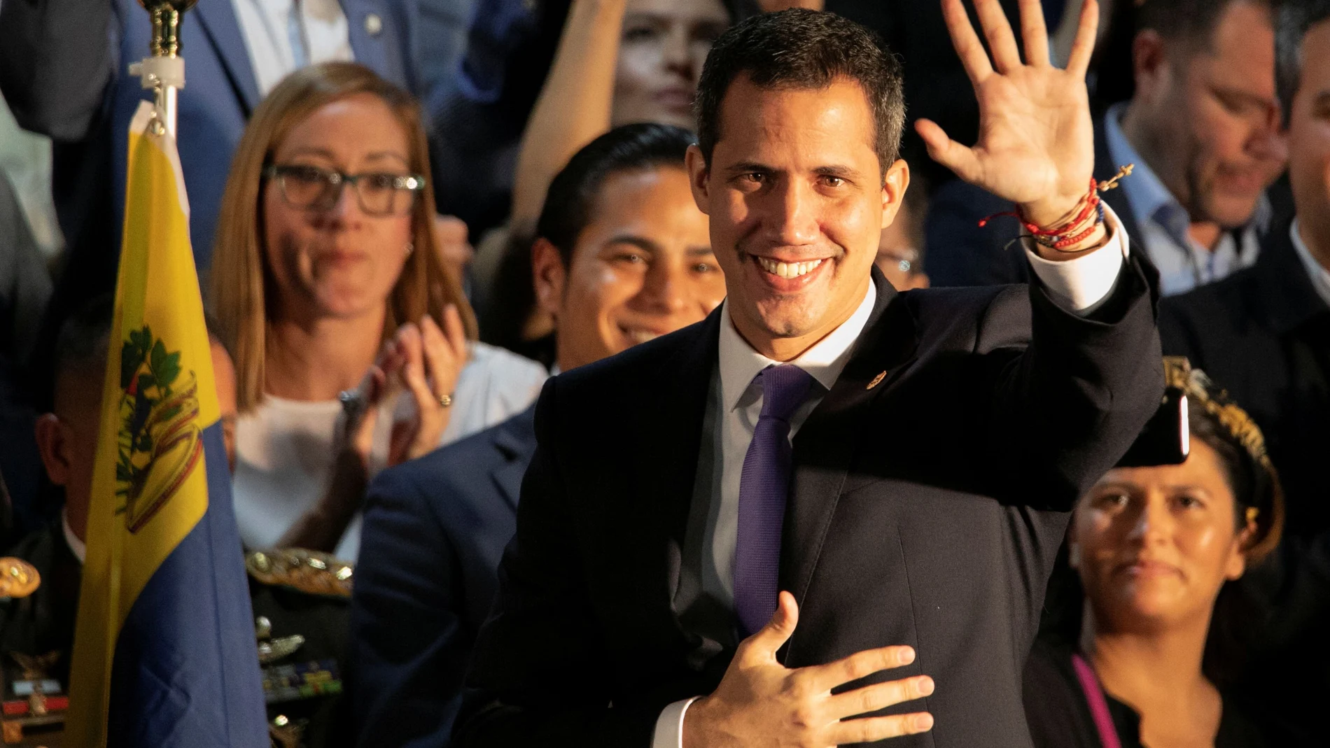 Venezuela?s opposition leader Guaido arrives at a rally with Venezuelans living in Miami