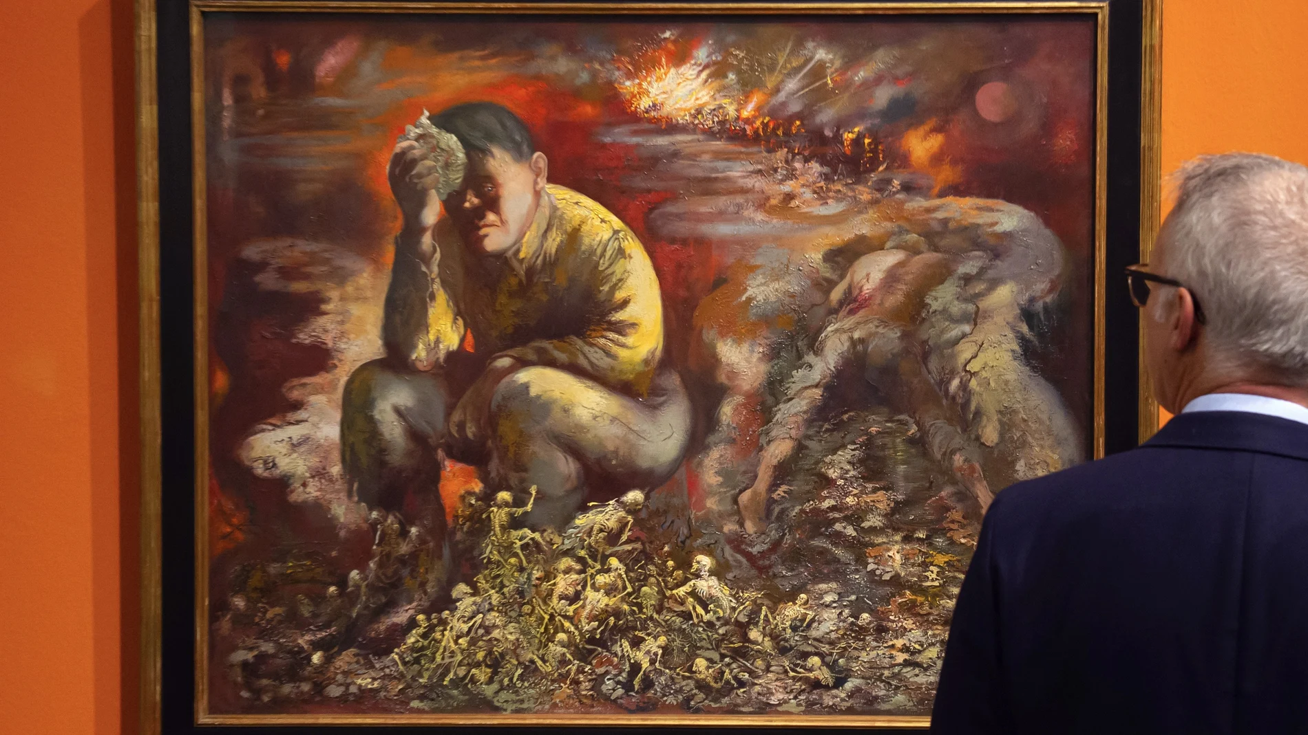 Pintura de 1944 "Caín o Hitler en el infierno", de George Grosz, en el Museo Histórico Alemán en Berlín, Alemania.