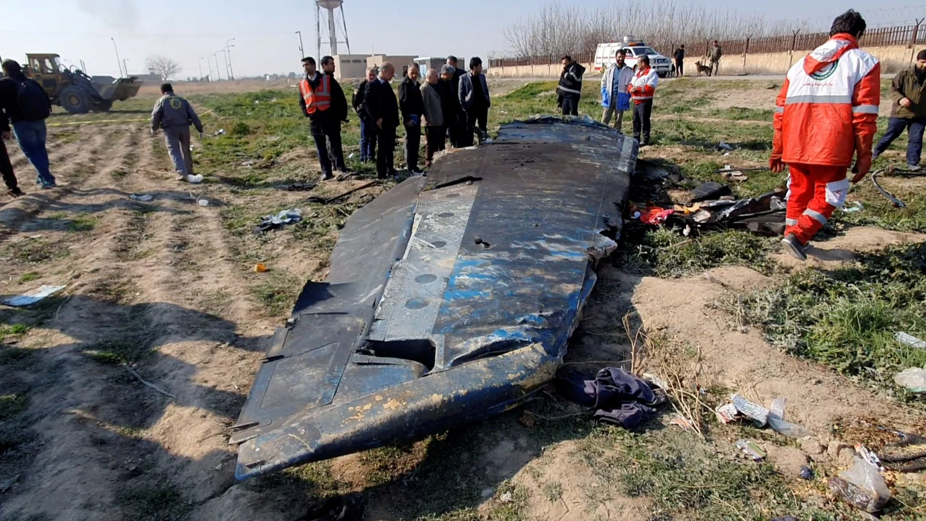 FILE PHOTO: General view of the debris of the Ukraine International Airlines, flight PS752, Boeing 737-800 plane that crashed after take-off from Iran's Imam Khomeini airport, on the outskirts of Tehran