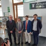 El delegado del Gobierno, Francisco Jiménez (c), junto al consejero de Fomento, José Ramón Díez de Revenga, el concejal de Desarrollo Sostenible del Ayuntamiento de Murcia, Antonio Navarro, y el gerente de Adif, Pablo Lázaro