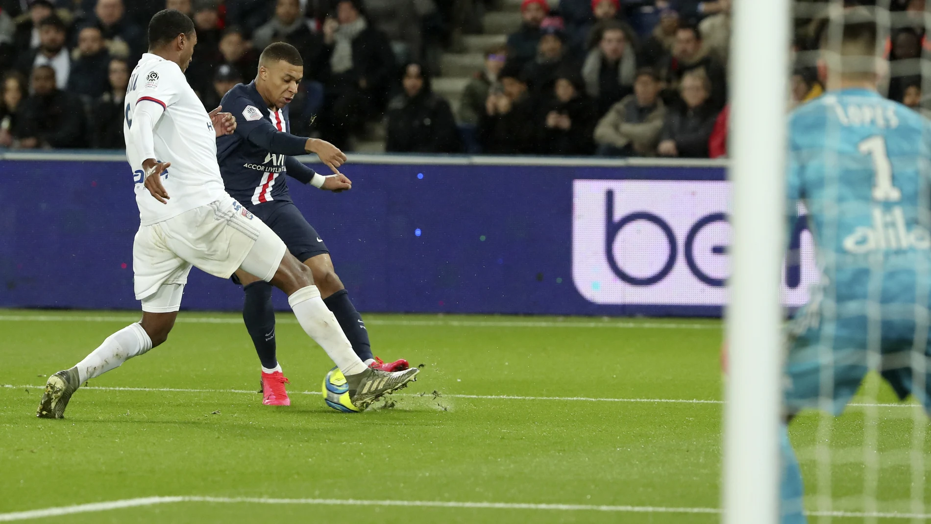 Mbappé, en el partido entre el PSG y el Olympique