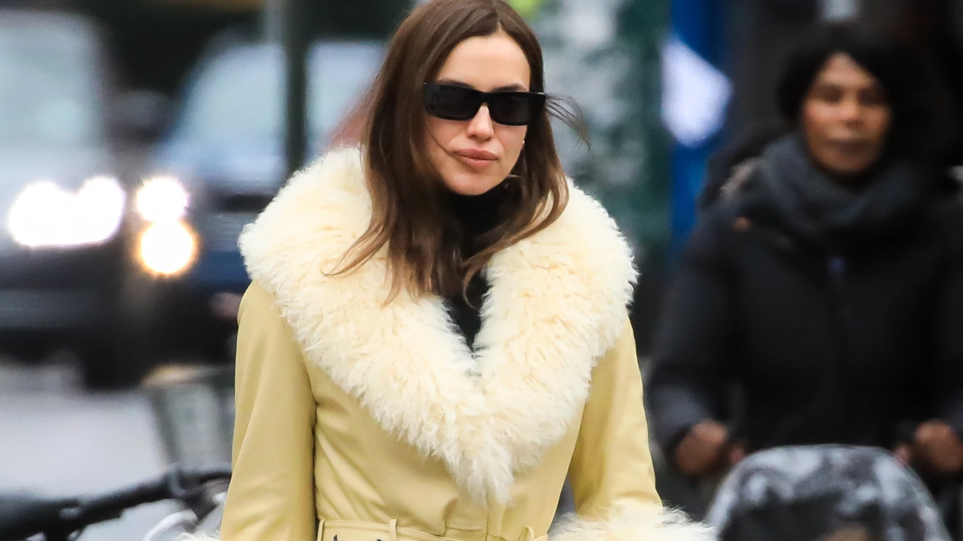 02/10/2020 Irina Shayk is spotted out with her daughter and mother in West Village in New York City. The Russian supermodel wore a fur trimmed yellow jacket, black pants, and Prada boots.sales@theimagedirect.com Please byline:TheImageDirect.com