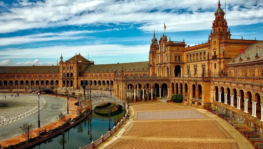 Vista de la plaza de España, Sevilla.
