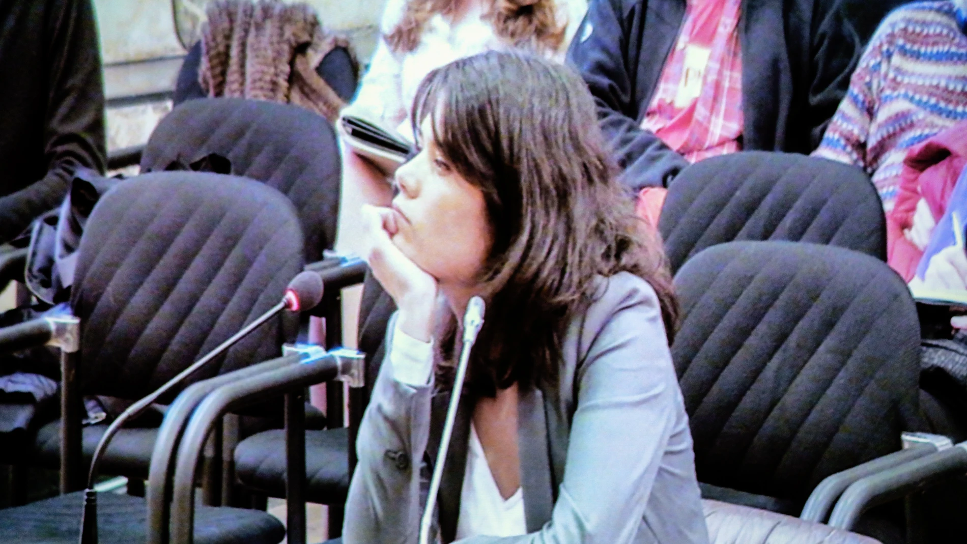 La portavoz de Unidas Podemos en la Asamblea de Madrid, Isa Serra, declara en el juicio por participar en una protesta contra un desahucio en 2014