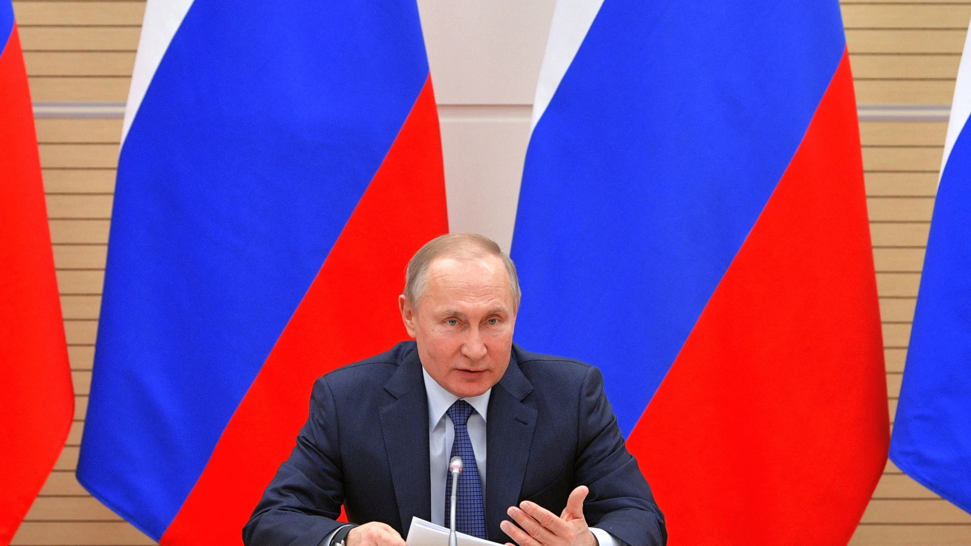 Vladimir Putin en una rueda de prensa celebrada en Moscú