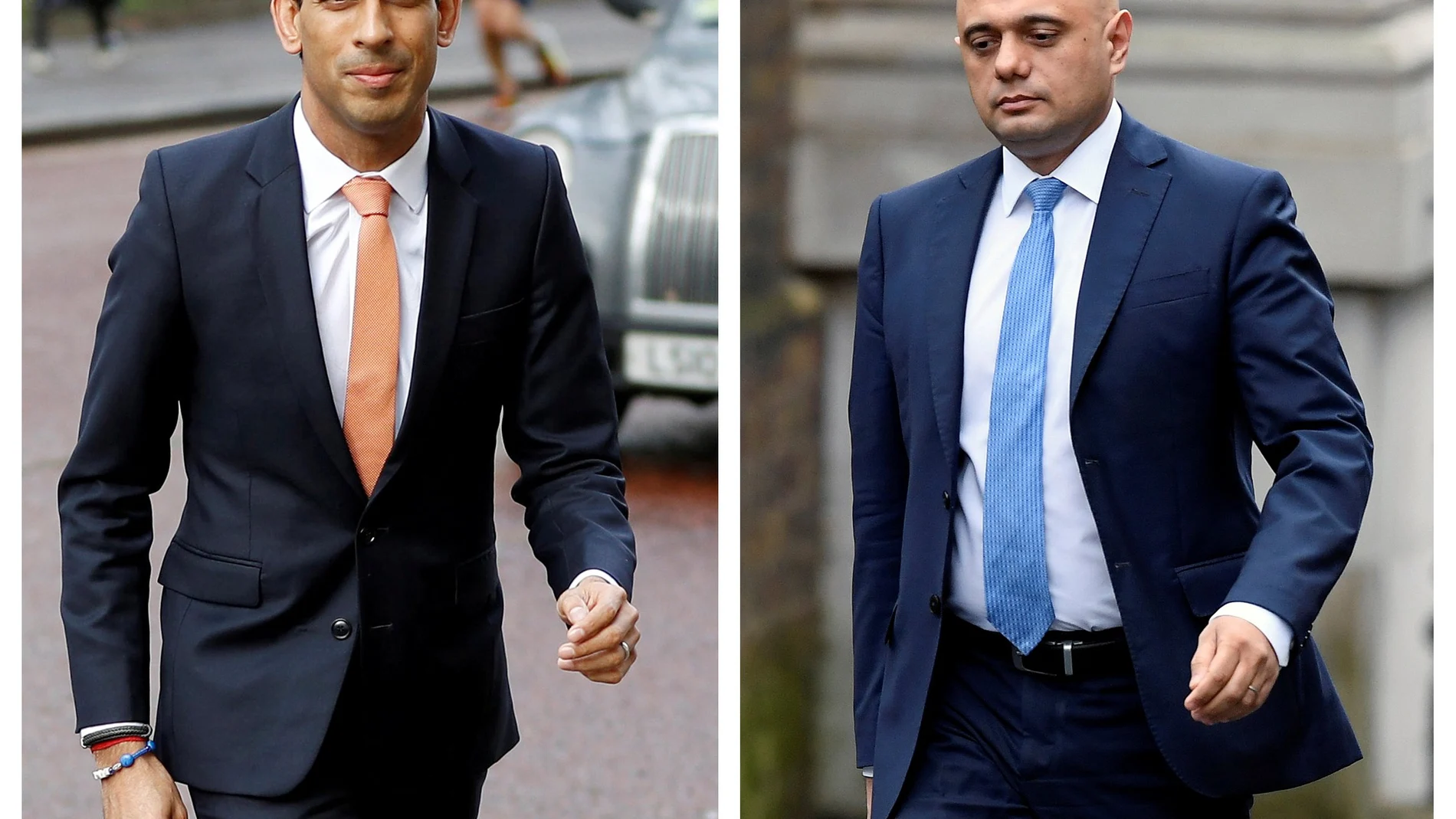 A combination picture shows Rishi Sunak and Sajid Javid in London