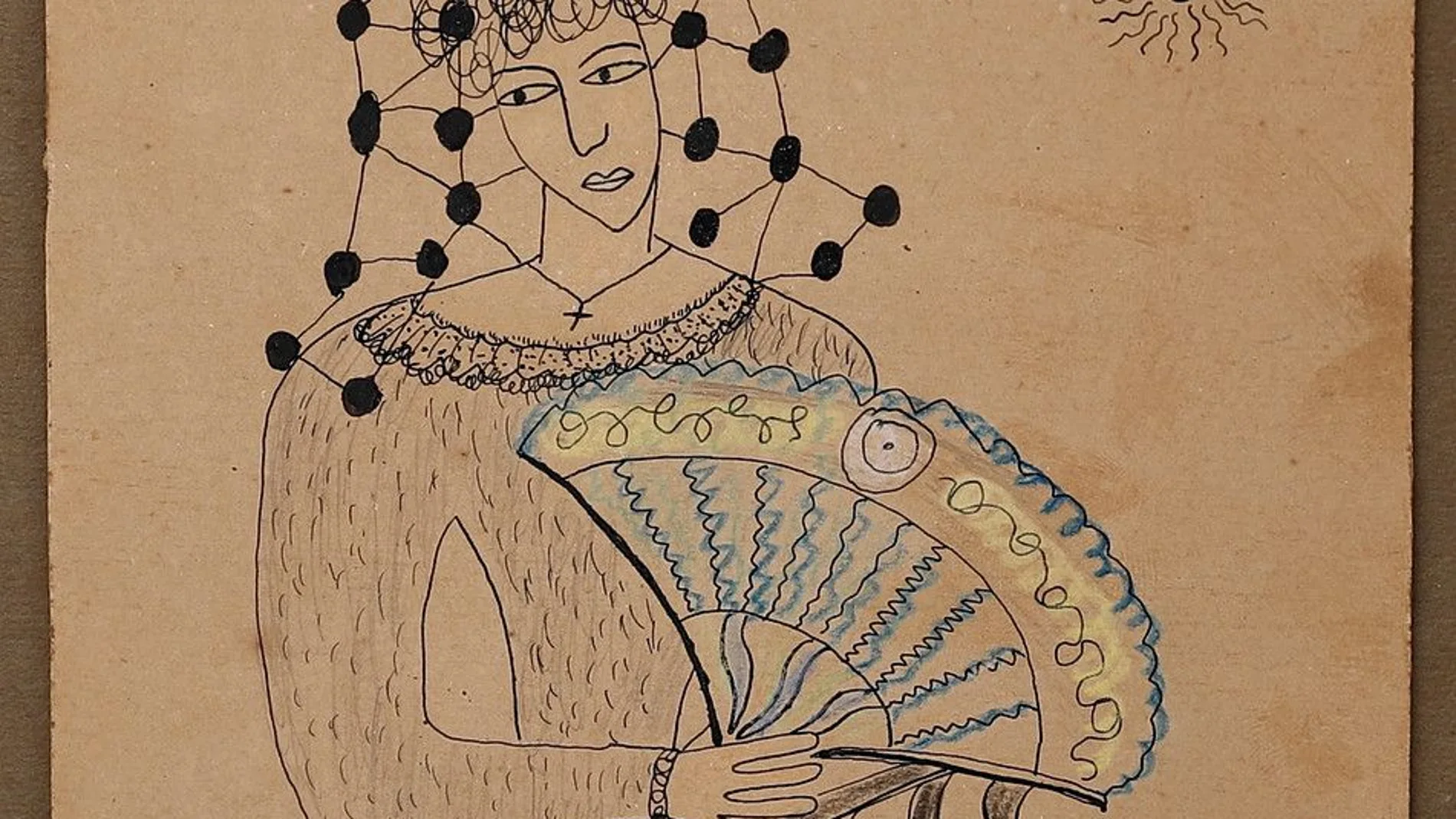 "Dama en el balcón", un dibujo de Federico García Lorca