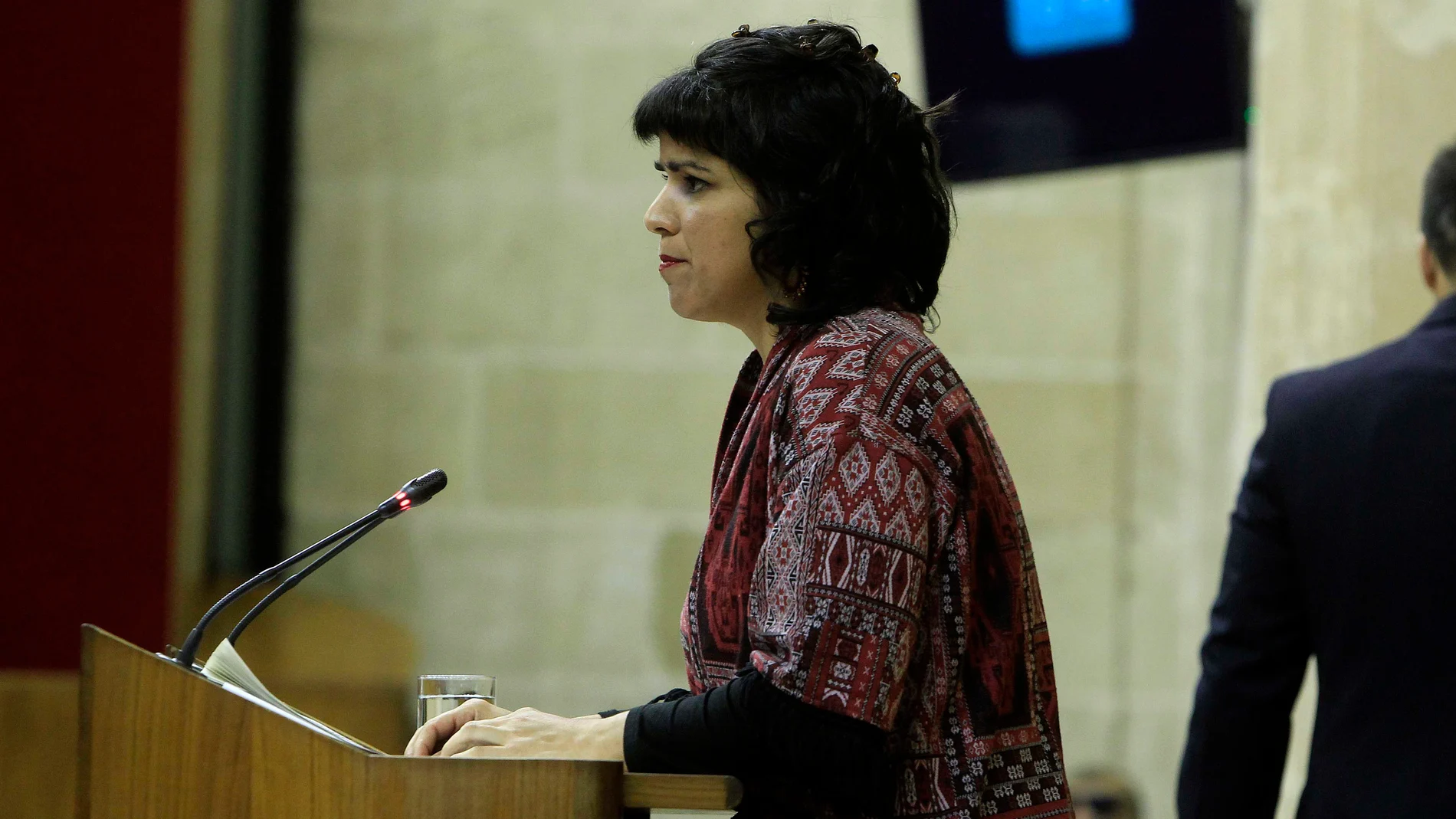 La líder de Adelante Andalucía es Teresa Rodríguez, en la imagen en el Parlamento autonómico