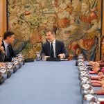 El Rey Felipe VI preside la reunión del Consejo de Ministros deliberativo, en la Zarzuela, Madrid (España), a 18 de febrero de 2020.18 FEBRERO 2020;CONSEJO;REY;SÁNCHEZ.Pool18/02/2020