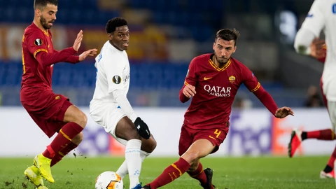 Jonathan David del Genk, en su partido frente a la Roma.