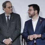 Quim Torra, junto a su vicepresidente y conseller de Economía, Pere Aragonés (ERC)