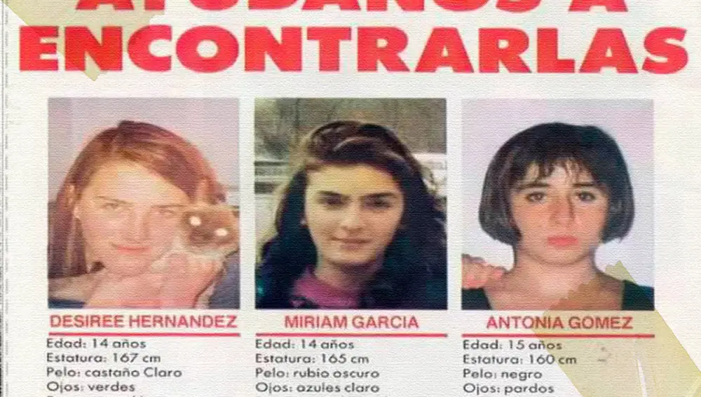Cartel que se utilizó para difundir la desaparición de las tres niñas de Alcàsser