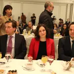 El alcalde de Madrid, José Luis Martínez- Almeida; la presidenta de la Comunidad de Madrid, Isabel Díaz Ayuso; y el vicepresidente de la Comunidad de Madrid, Ignacio Aguado