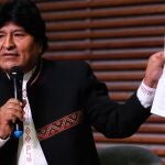 El ex presidente boliviano Evo Morales, durante una rueda de prensa el pasado viernes en Buenos Aires/EFE