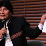 El ex presidente boliviano Evo Morales, durante una rueda de prensa el pasado viernes en Buenos Aires/EFE