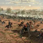 La carga de Pickett en la batalla de Gettysburg, lámina de Thure de Thulstrup