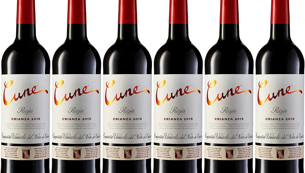 Seis botellas de vino Tinto Cune