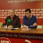 El secretario general de UGT Huelva, Sebastián Donaire, y el secretario general de UPA Huelva, Manuel Piedra