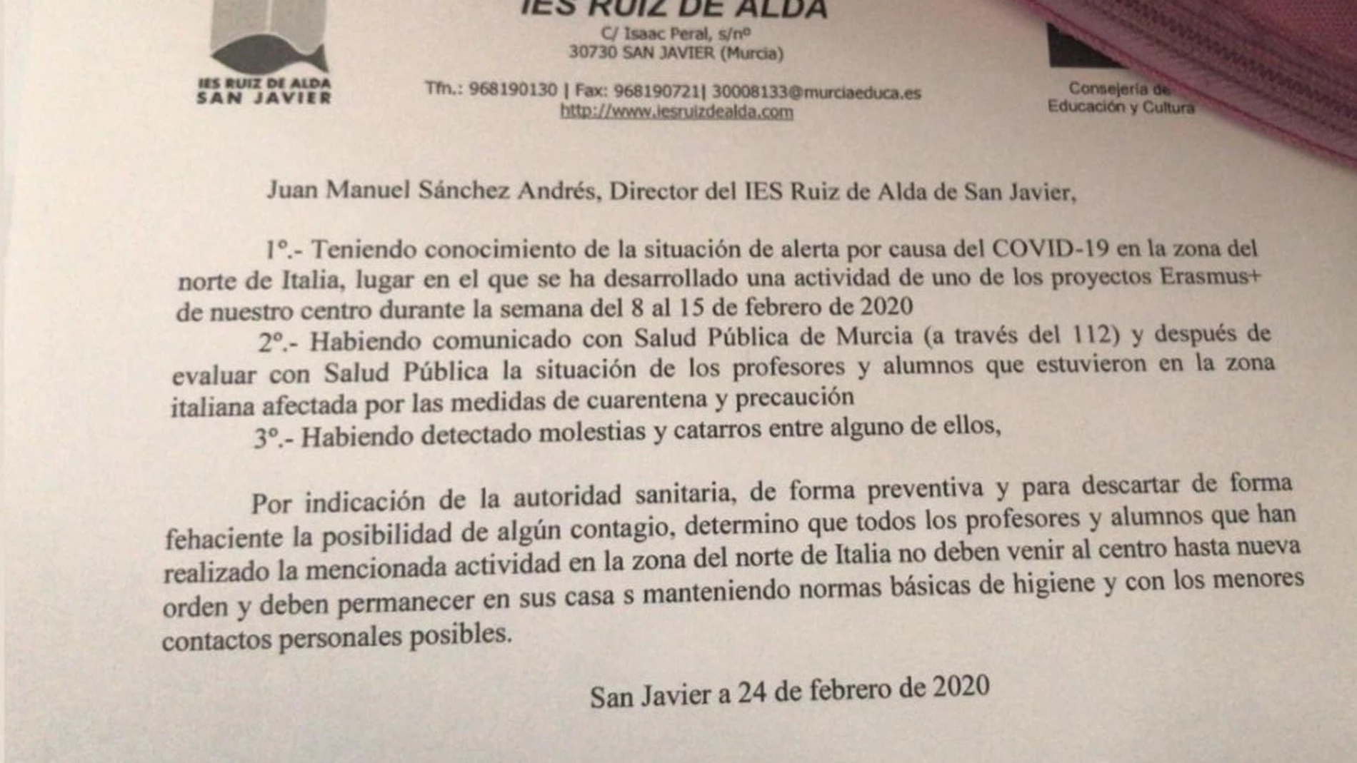 Carta del IES Ruiz de Alda