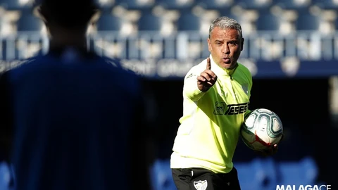 Sergio Pellicer durante un entrenamiento con el Málaga