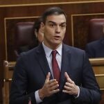 GRAF6725 MADRID, 26/2/2020.- El presidente del Gobierno, Pedro Sánchez, durante una de sus intervenciones en la sesión de control al Gobierno que se celebra hoy en el pleno del Congreso de los Diputados.. EFE/Mariscal