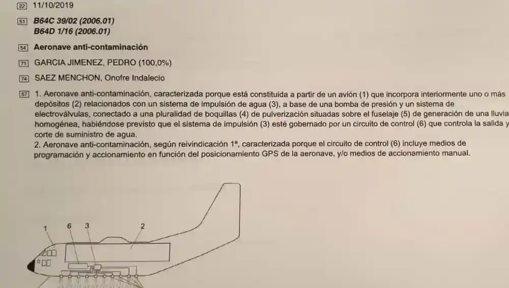 Patente registrada por Pedro García