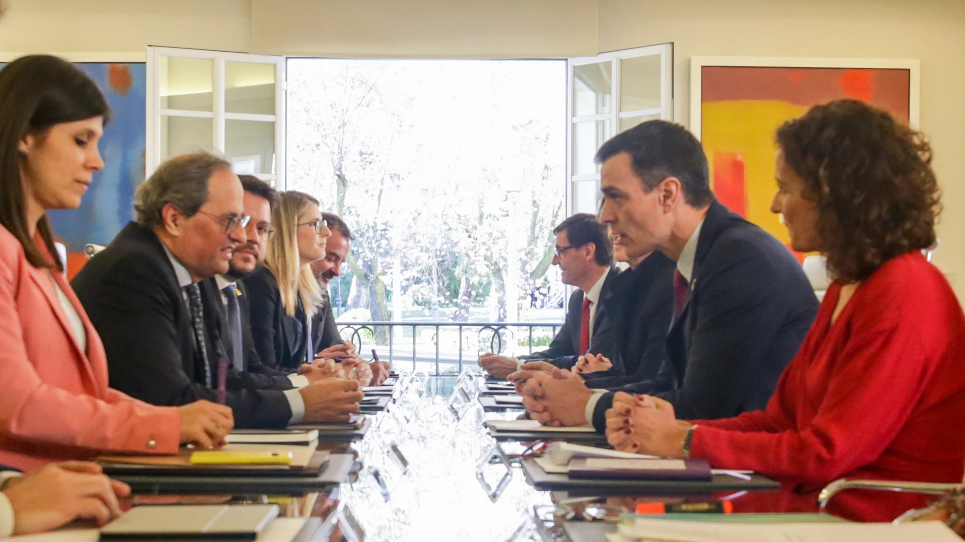 Primera reunión de la mesa de diálogo encabezada por Pedro Sánchez y Quim Torra en la Moncloa