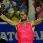 Rafael Nadal celebra la victoria en semifinales ante Dimitrov
