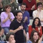 El vicepresidente del Gobierno y líder de Podemos, Pablo Iglesias, en la Tercera Asamblea Ciudadana de Podemos