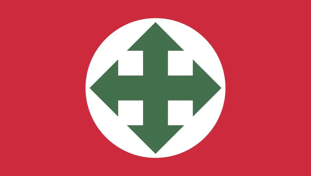 Bandera de la Cruz Flechada, el partido fascista húngaro que apoyó a Hitler.
