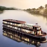 El barco Anouvong de Heritage Line navega por el río Mekong en Laos