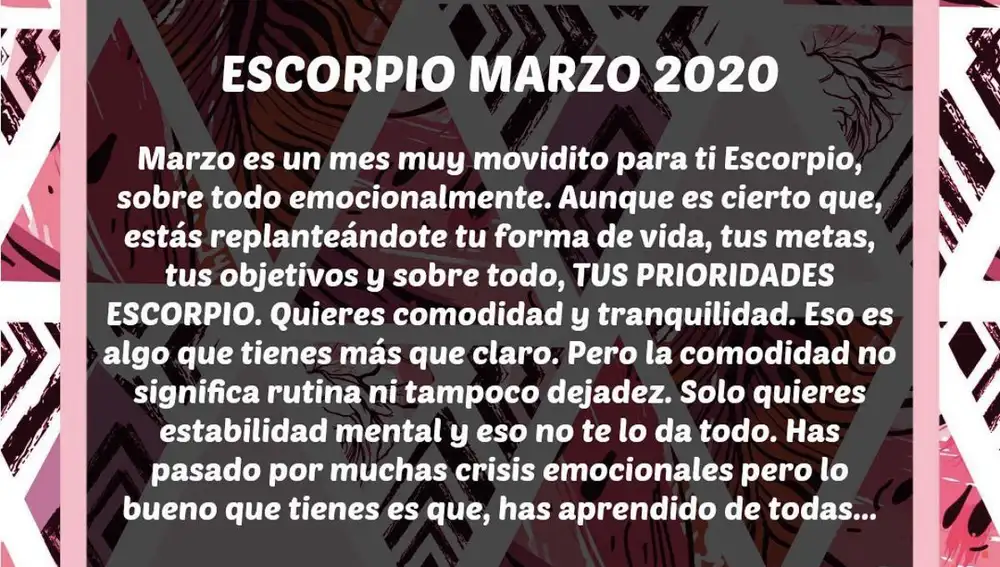 Horóscopo Negro Escorpio | Marzo 2020 | Foto: @horoscoponegro (nombre del dueño)/Instagram