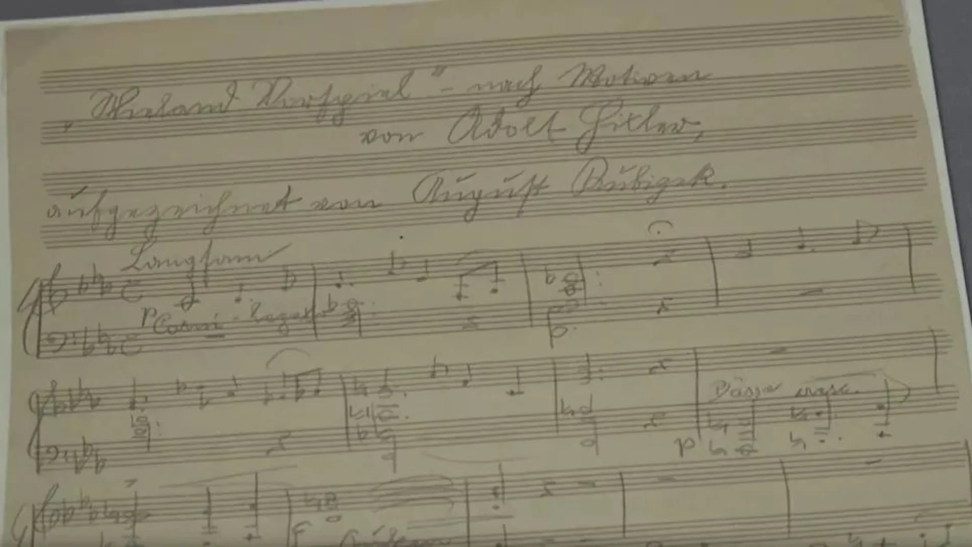 Detalle de la partitura de la ópera que dejó Hitler inacabada