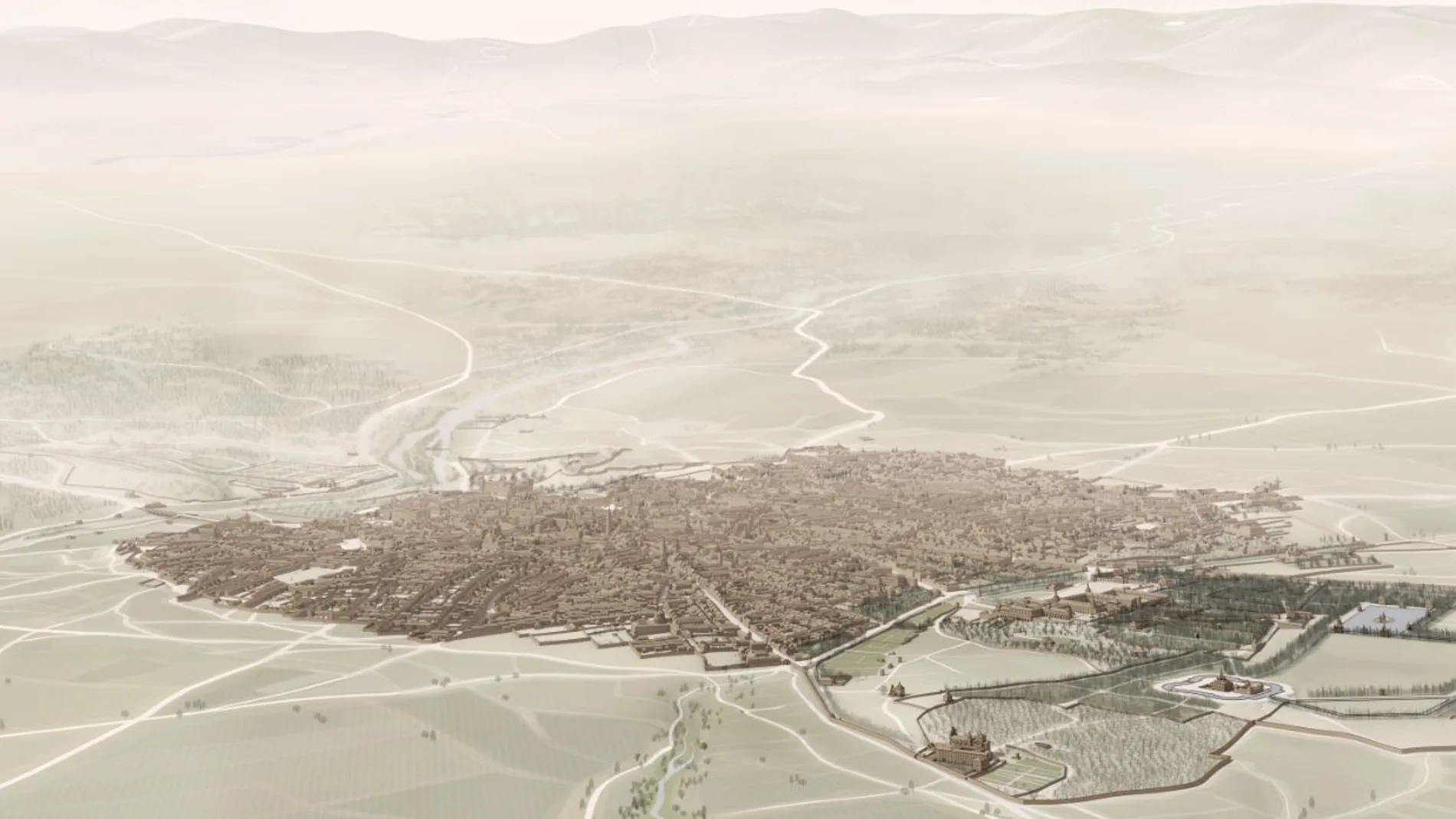 Con la recreación de la cartografía en 3D se puede comparar la representación cartográfica más importante de Madrid en el XVII con la imagen que la tecnología nos dice que tenía realmente la ciudad en aquellos años
