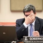 El ministro de Inclusión, Seguridad Social y Migraciones, José Luis Escrivá, en su comparecencia, ayer, en la Comisión de Seguimiento y Evaluación de los Acuerdos del Pacto de Toledo