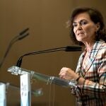 La vicepresidenta primera del Gobierno, Carmen Calvo. EFE/ Raul Caro Cadenas