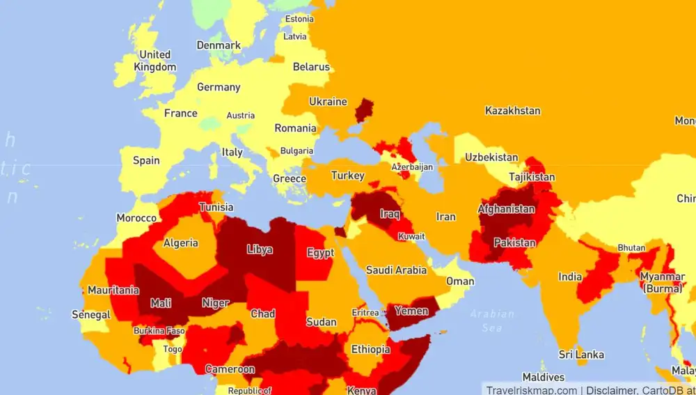A los flancos del Mediterráneo se dividen las zonas más peligrosas y estables del planeta.