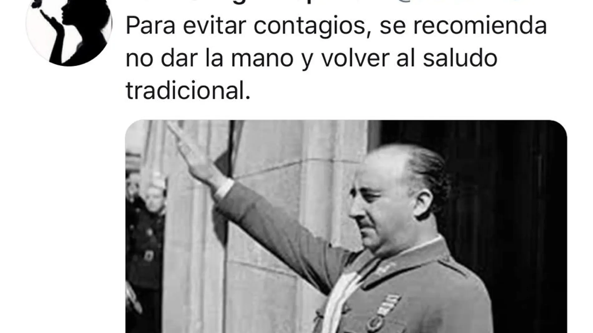 Meme sobre Franco, en posición de saludo al estilo de la época