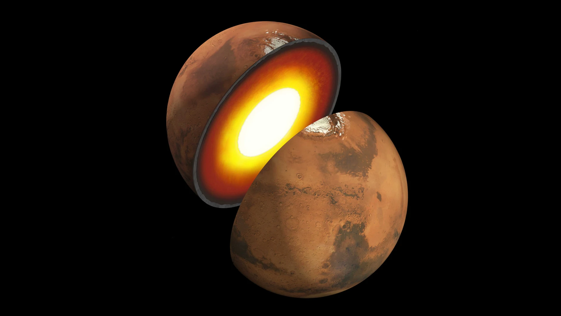Recreación artística de la estructura interna de Marte.