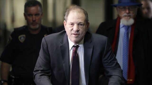 FILE - In this Feb. 20, 2020 file photo, Harvey Weinstein arrives at a Manhattan courthouse for his rape trial in New York. Weinstein was sentenced Wednesday, March 11, to 23 years in prison for rape and sexual assault. (AP Photo/Seth Wenig, File)