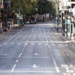 Aspecto que presentaba la Gran Vía Francisco Salzillo de Murcia a primera hora de la tarde de este sábado