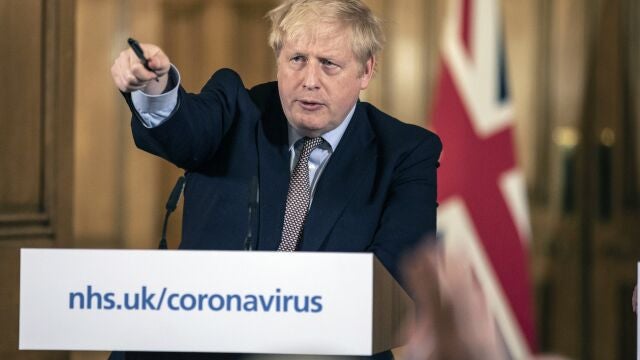 Boris Johnson el lunes durante una conferencia de prensa sobre el Covid-19