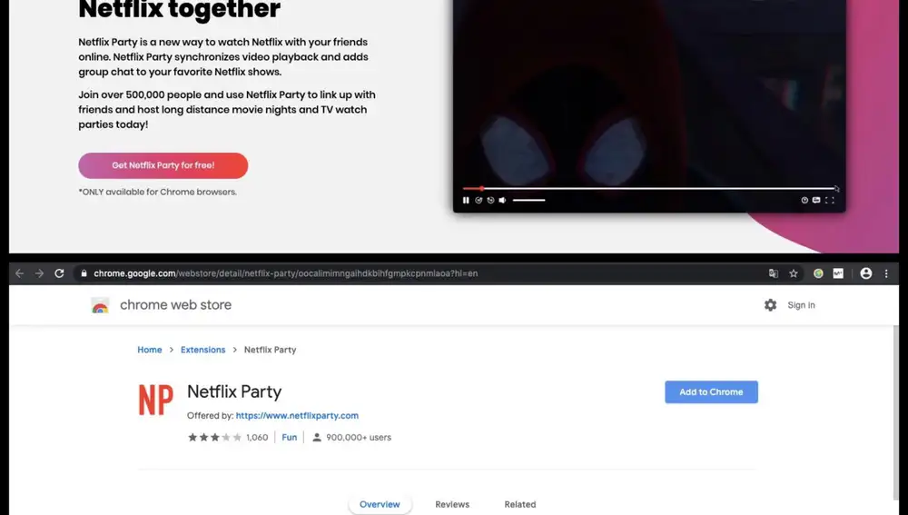 &quot;Netflix Party&quot; se trata de una extensión de Google Chrome y basta con instalarla para poder chatear mientras vemos series y películas