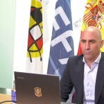 Rubiales, durante la conferencia de prensa que ofreció por el canal de youtube de la Rfef