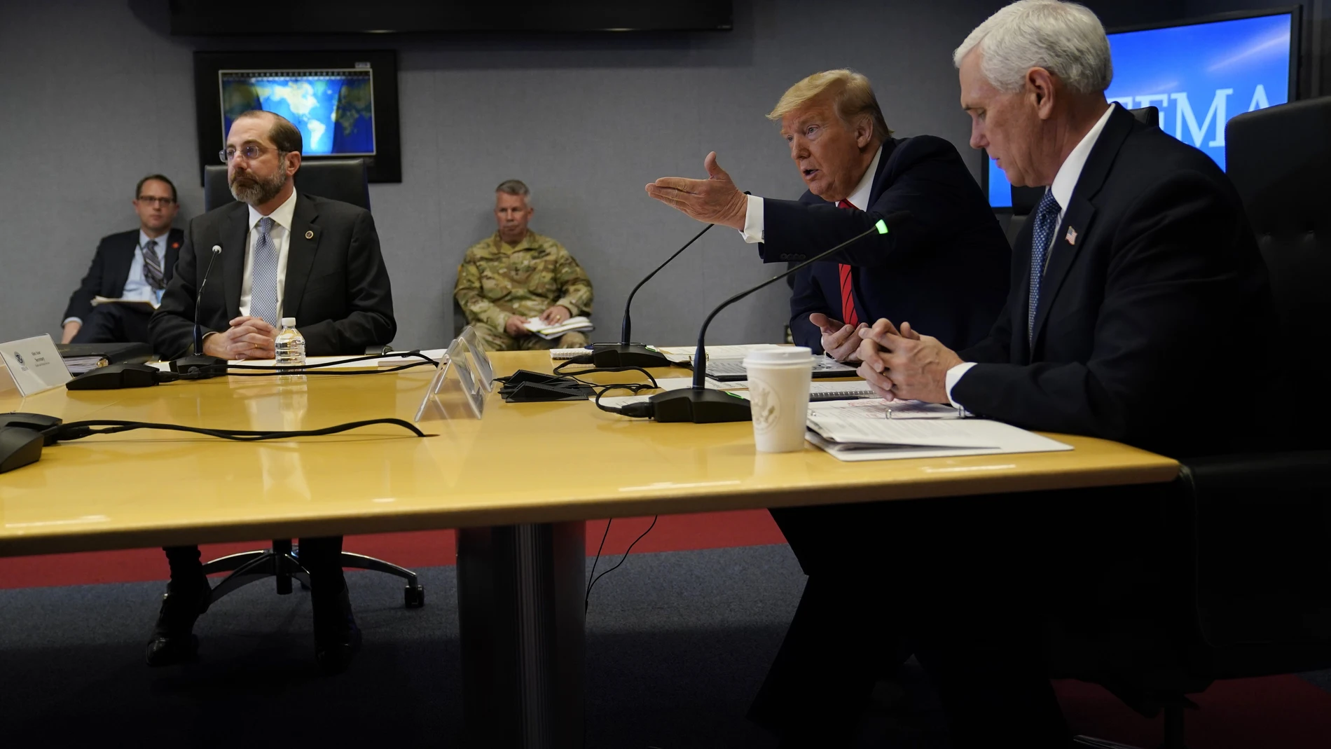 Trump and Pence visit FEMA headquarters