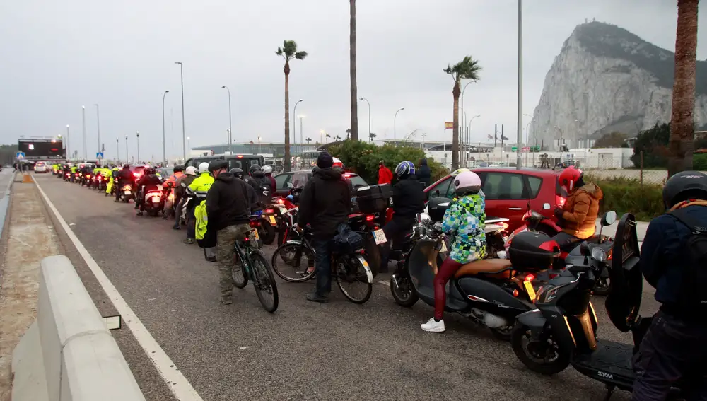 La frontera de Gibraltar el pasado viernes en hora punta