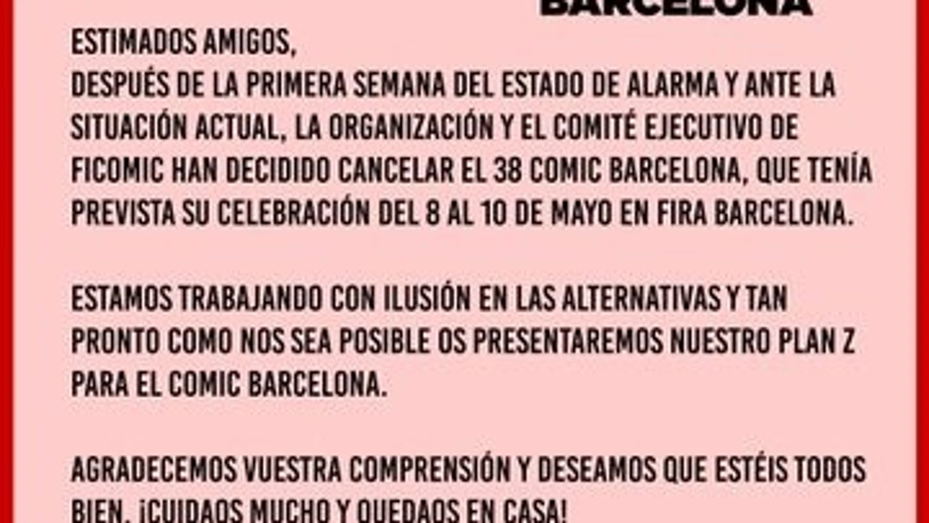 Coronavirus.- Cancelado el salón Comic Barcelona previsto para mayo