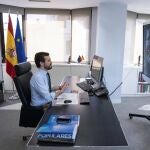 Pablo Casado celebró ayer la reunión de su Ejecutiva por videoconferencia Efe / Tarek