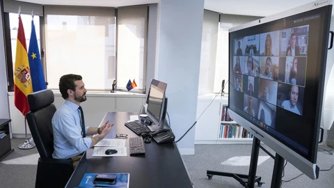 Pablo Casado celebró ayer la reunión de su Ejecutiva por videoconferencia Efe / Tarek